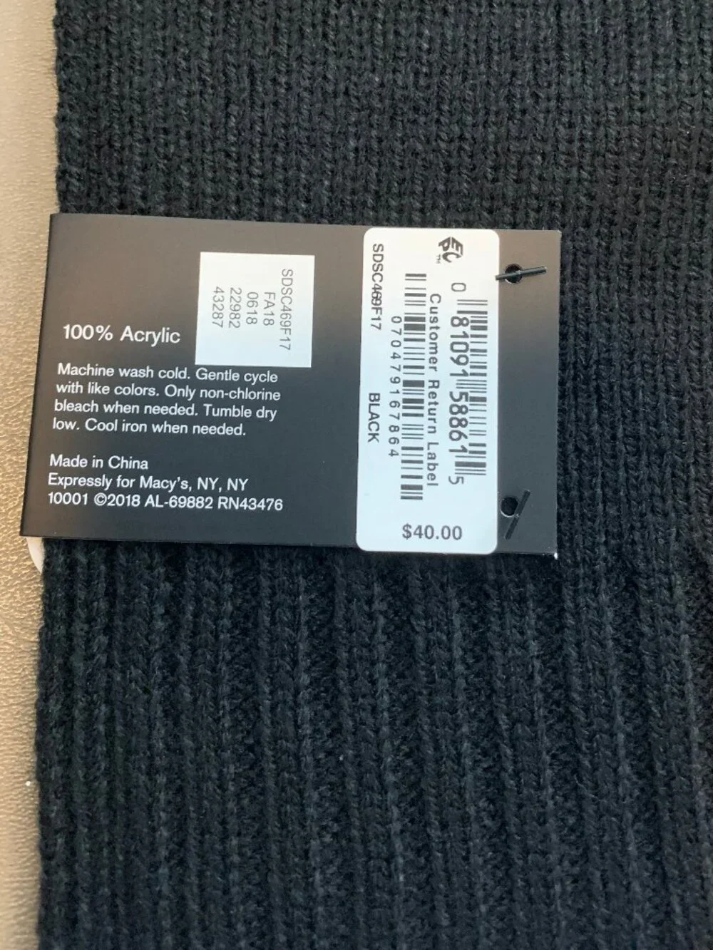 Alfani Men's 100% Acrylic Knit Space-Dyed Scarf, Black, One Size